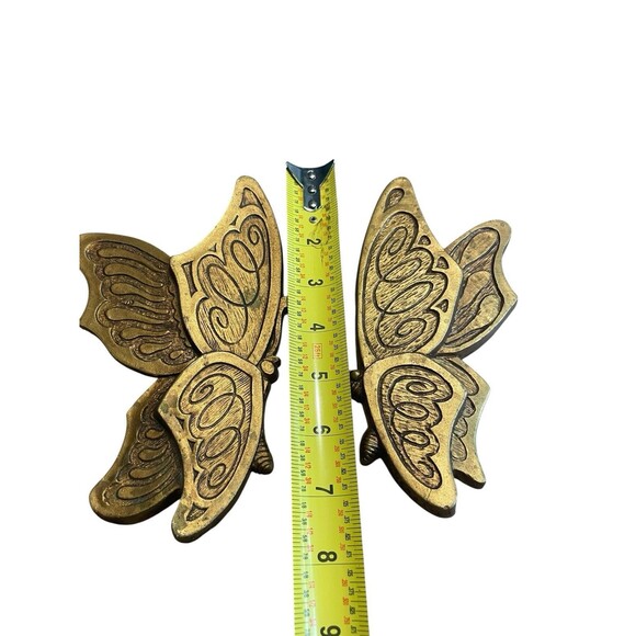 Vintage Gold Butterfly Set of 2 Hanging Wall Plaques Universal Statuary 1973 - Picture 2 of 5